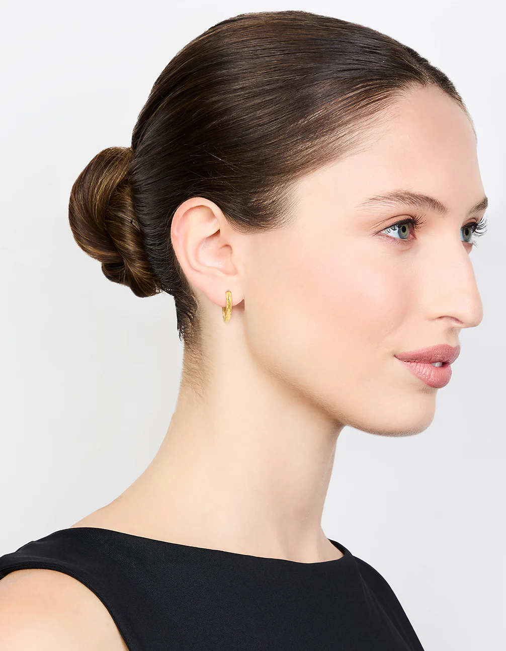 Waterproof Gold Plated Stainless Steel Molten Huggie Hoop Earrings - Image 3