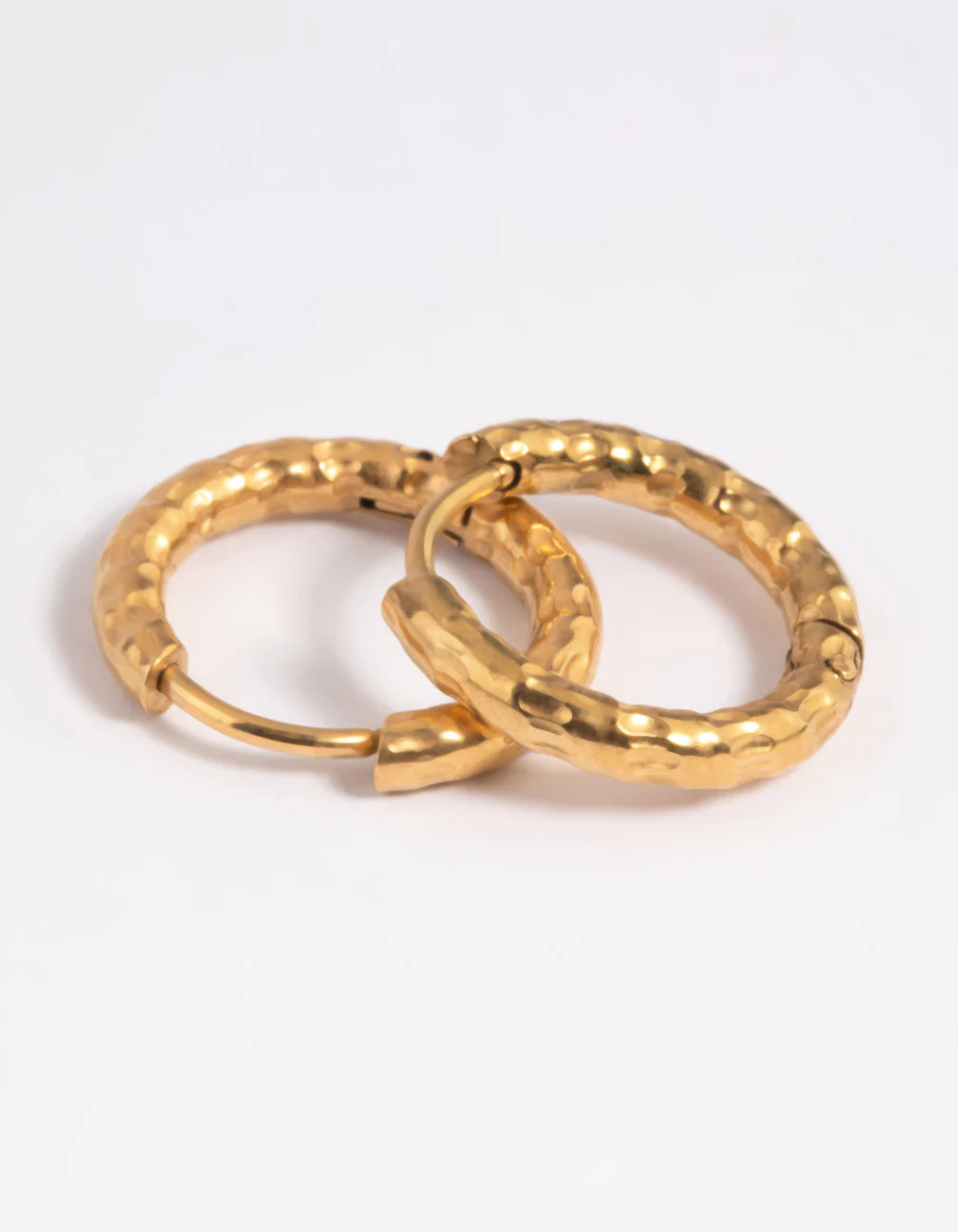 Waterproof Gold Plated Stainless Steel Molten Huggie Hoop Earrings - Image 4