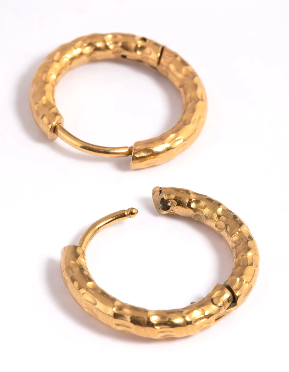 Waterproof Gold Plated Stainless Steel Molten Huggie Hoop Earrings - Image 5