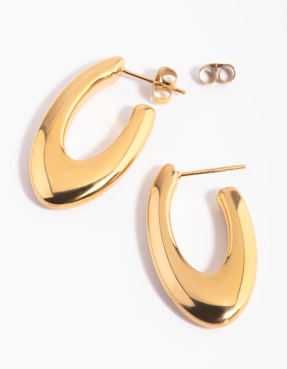 Gold Plated Surgical Steel Oval Hoop Earrings - Image 2