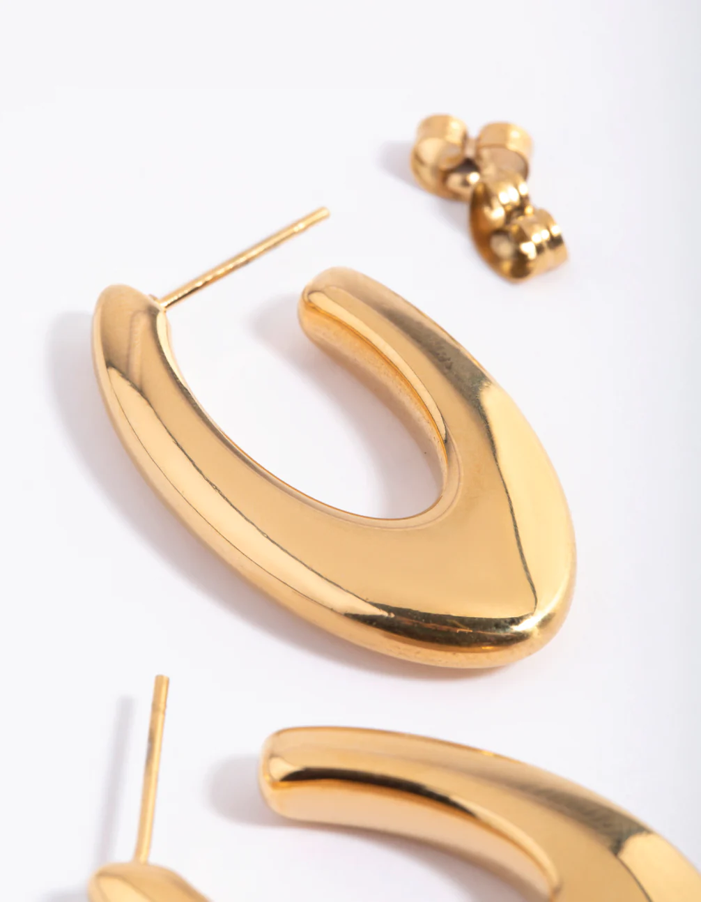 Gold Plated Surgical Steel Oval Hoop Earrings - Image 3