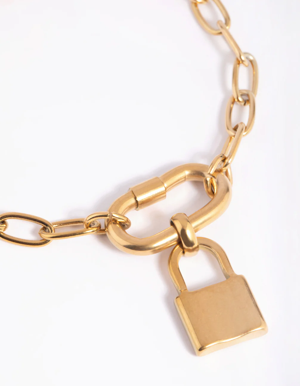 Gold Plated Surgical Steel Padlock Bracelet - Image 3