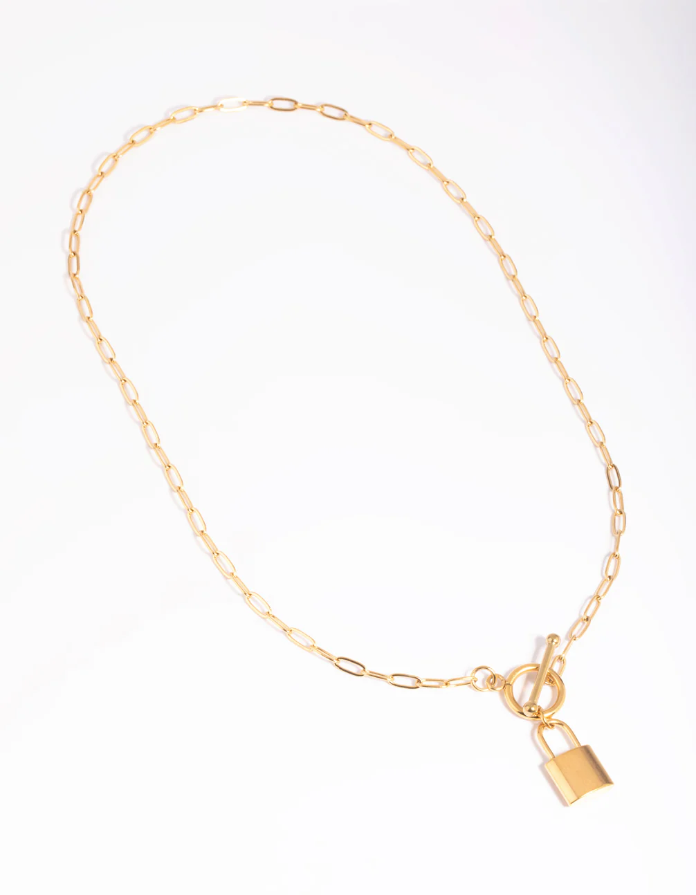 Waterproof Gold Plated Stainless Steel Padlock Fob Necklace - Image 3