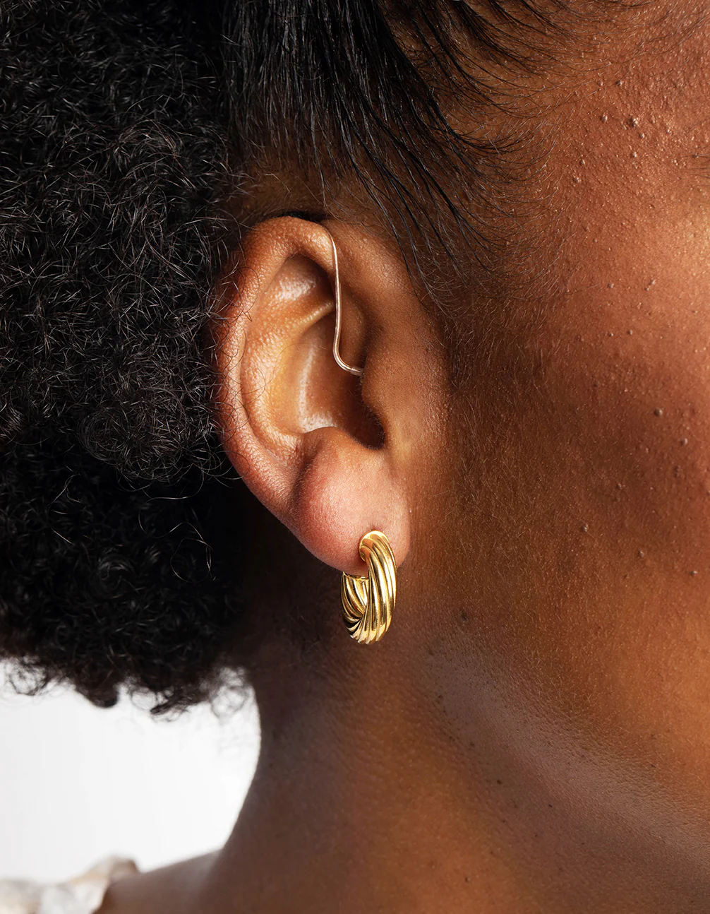 Waterproof Gold Plated Stainless Steel Hoop Earrings - Image 2