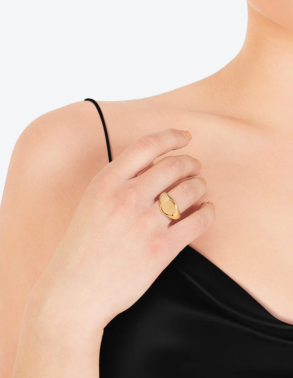 Waterproof Gold Plated Stainless Steel Signet Ring - Image 2