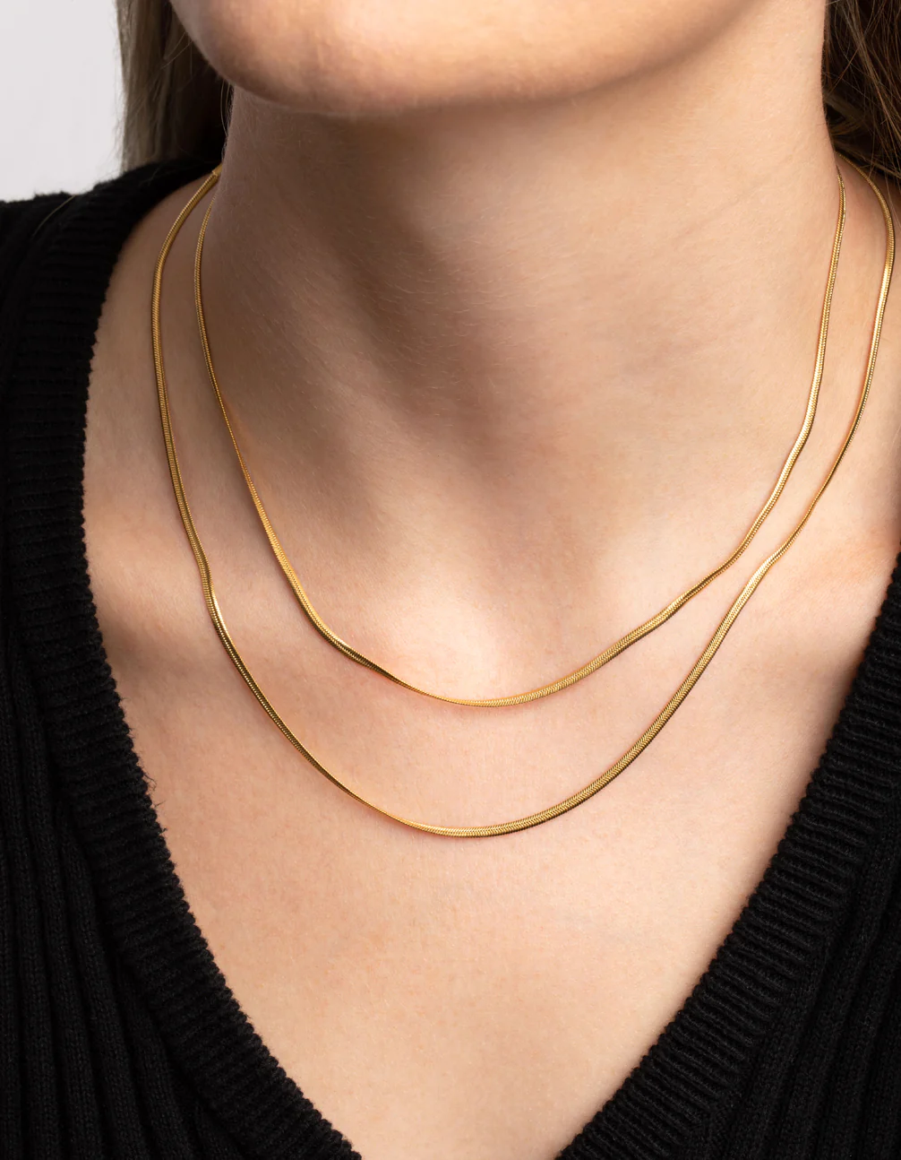Waterproof Gold Plated Stainless Steel Fine Chain Necklace 2-Pack - Image 6