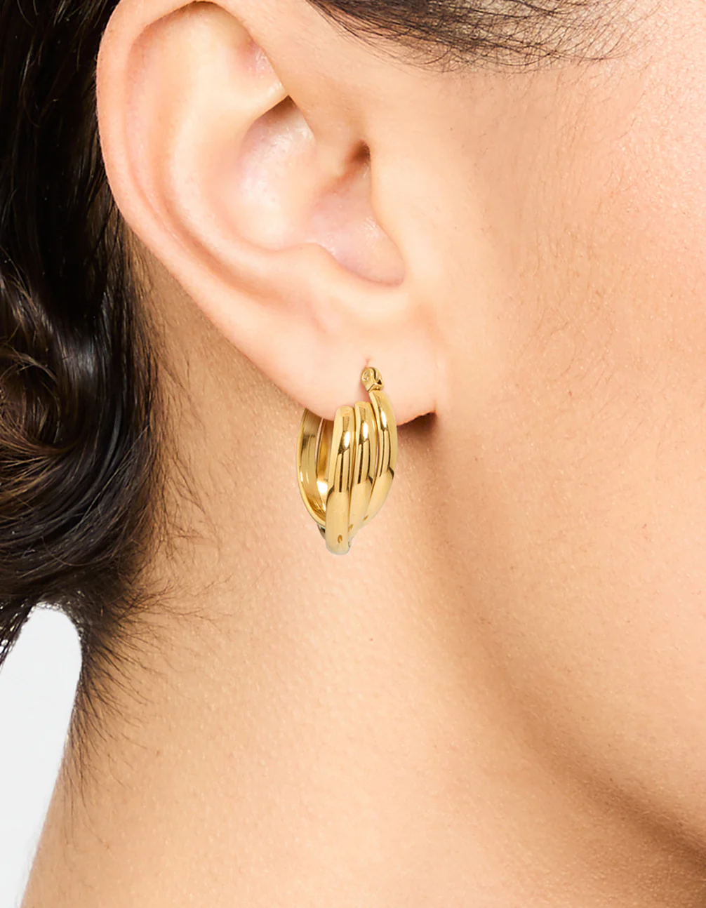 Waterproof Gold Plated Stainless Steel Hoop Earrings - Image 2