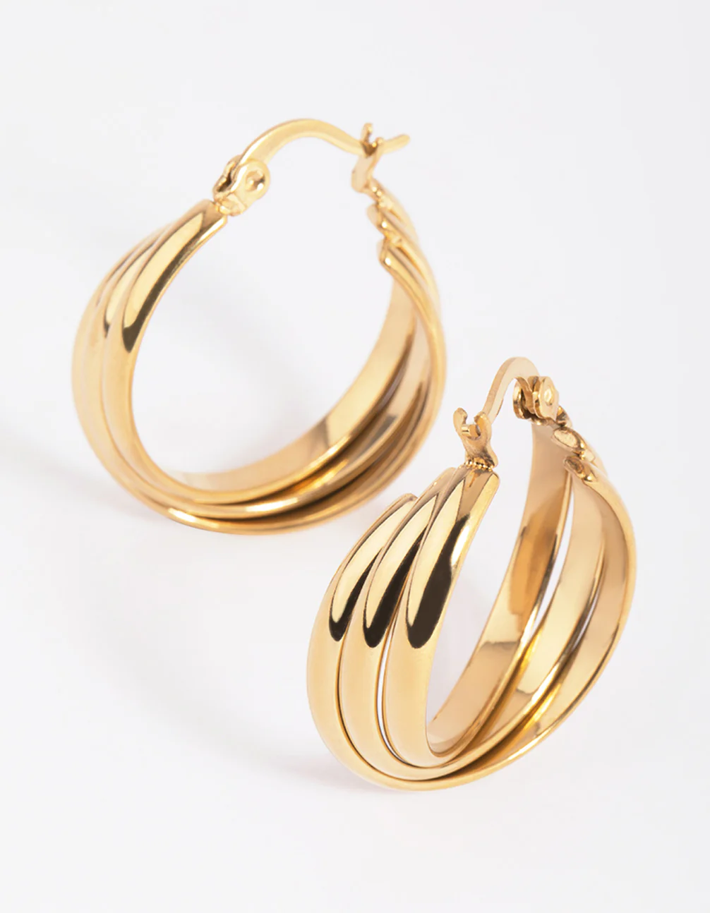 Waterproof Gold Plated Stainless Steel Hoop Earrings - Image 5