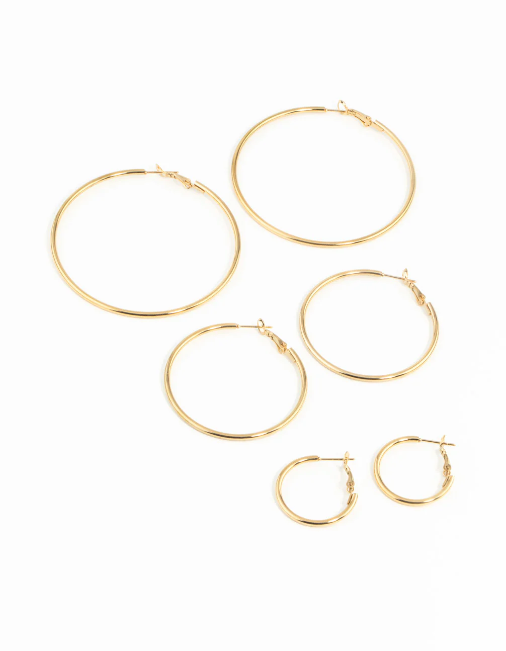 Waterproof Gold Plated Stainless Steel Thin Hoop Earring Pack - Image 2
