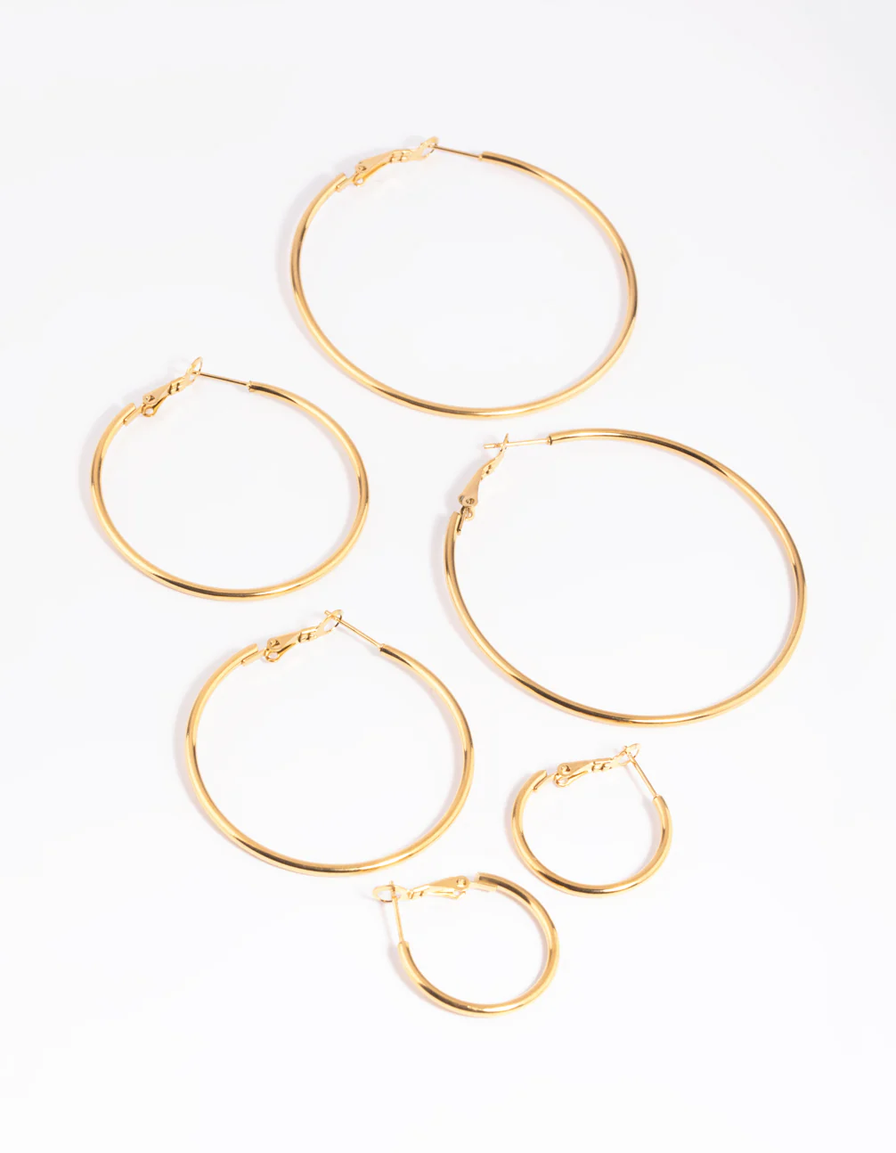 Waterproof Gold Plated Stainless Steel Thin Hoop Earring Pack - Image 6