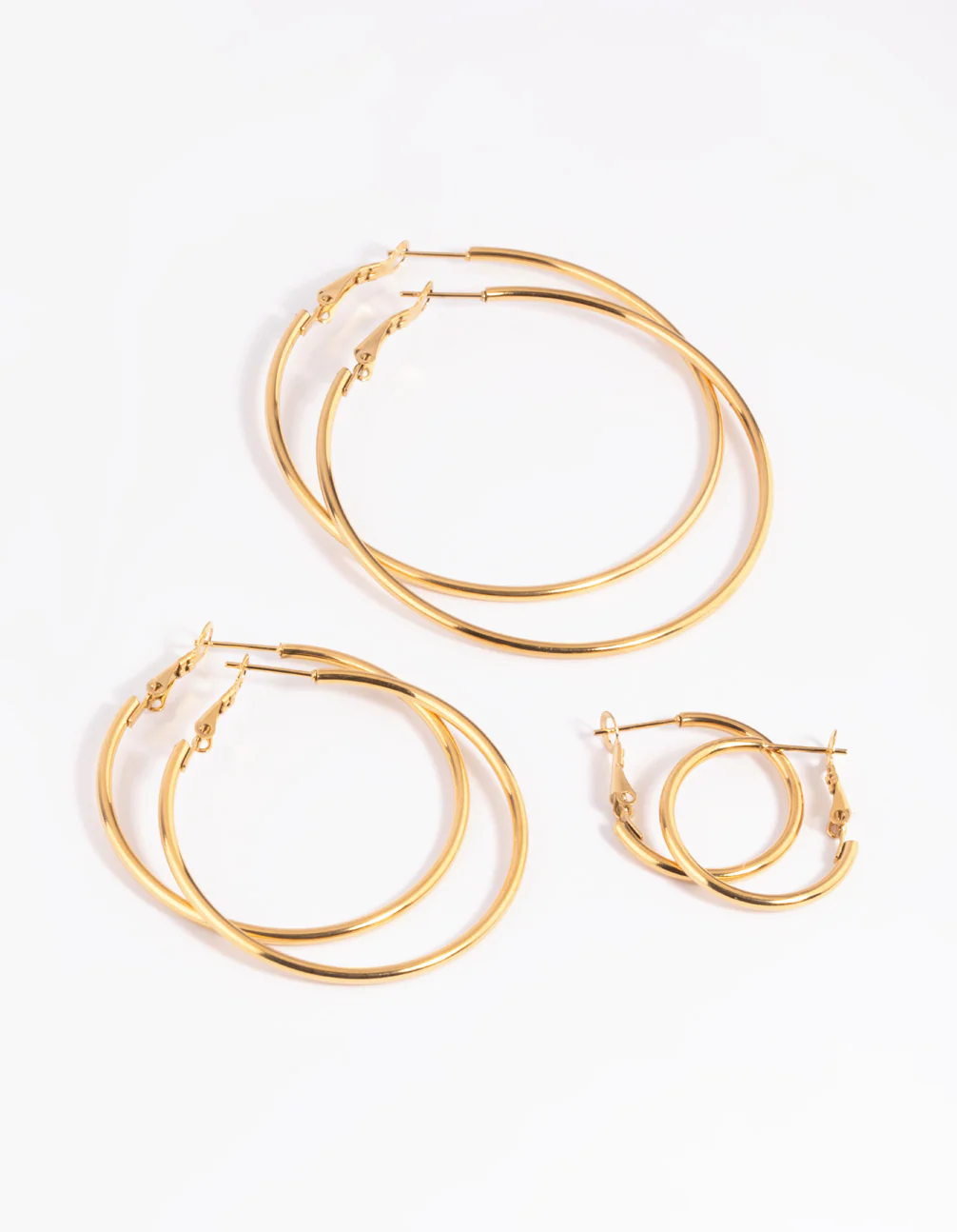 Waterproof Gold Plated Stainless Steel Thin Hoop Earring Pack - Image 8