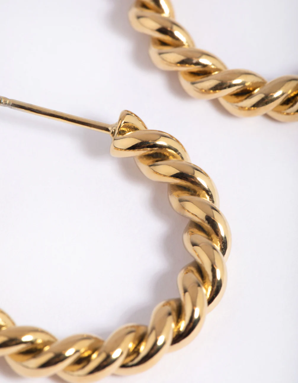 Waterproof Gold Plated Stainless Steel Twisted Hoop Earrings - Image 3