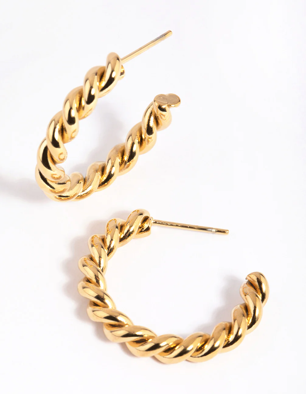 Waterproof Gold Plated Stainless Steel Twisted Hoop Earrings - Image 4