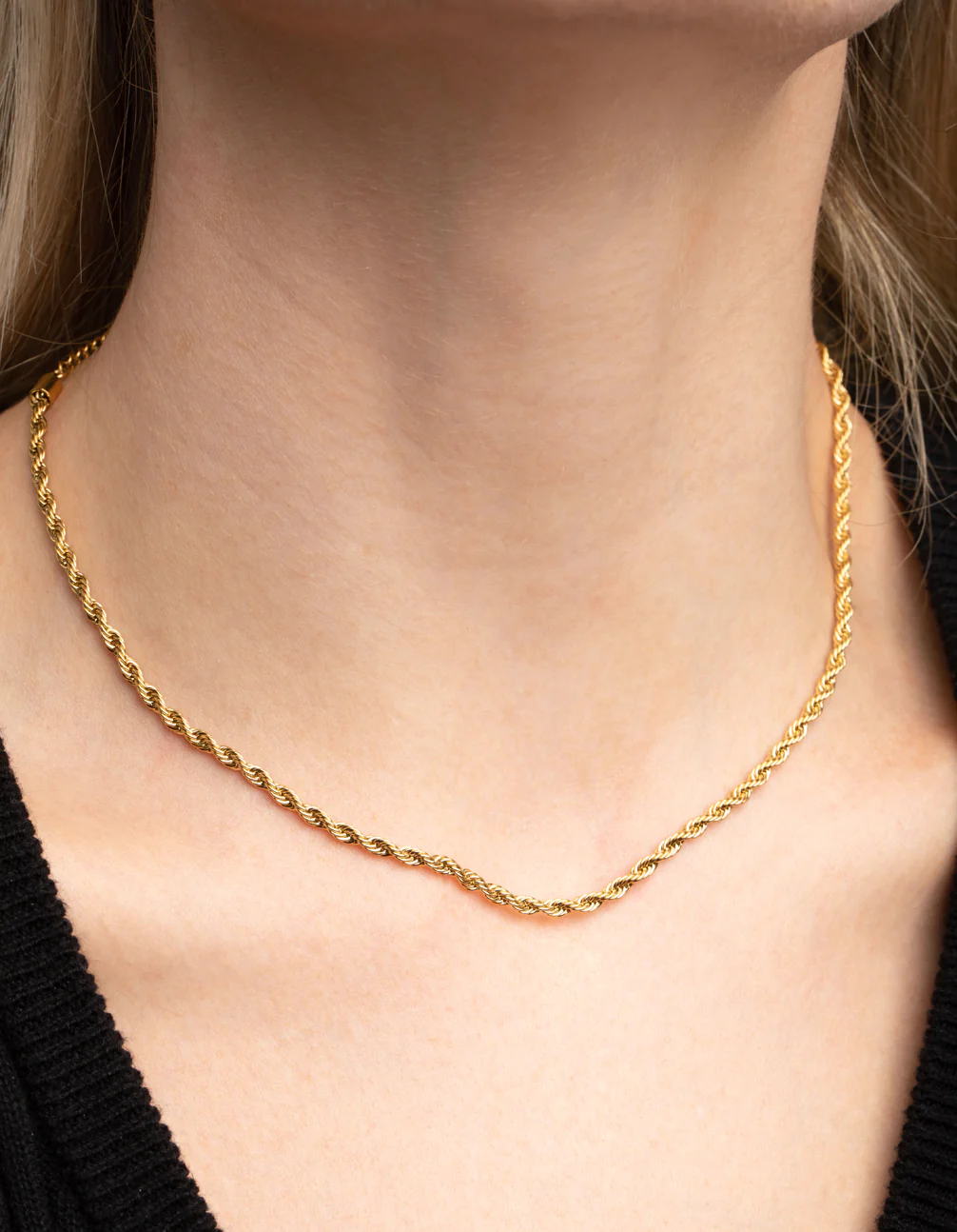 Waterproof Gold Plated Stainless Steel Twisted Chain Necklace - Image 6