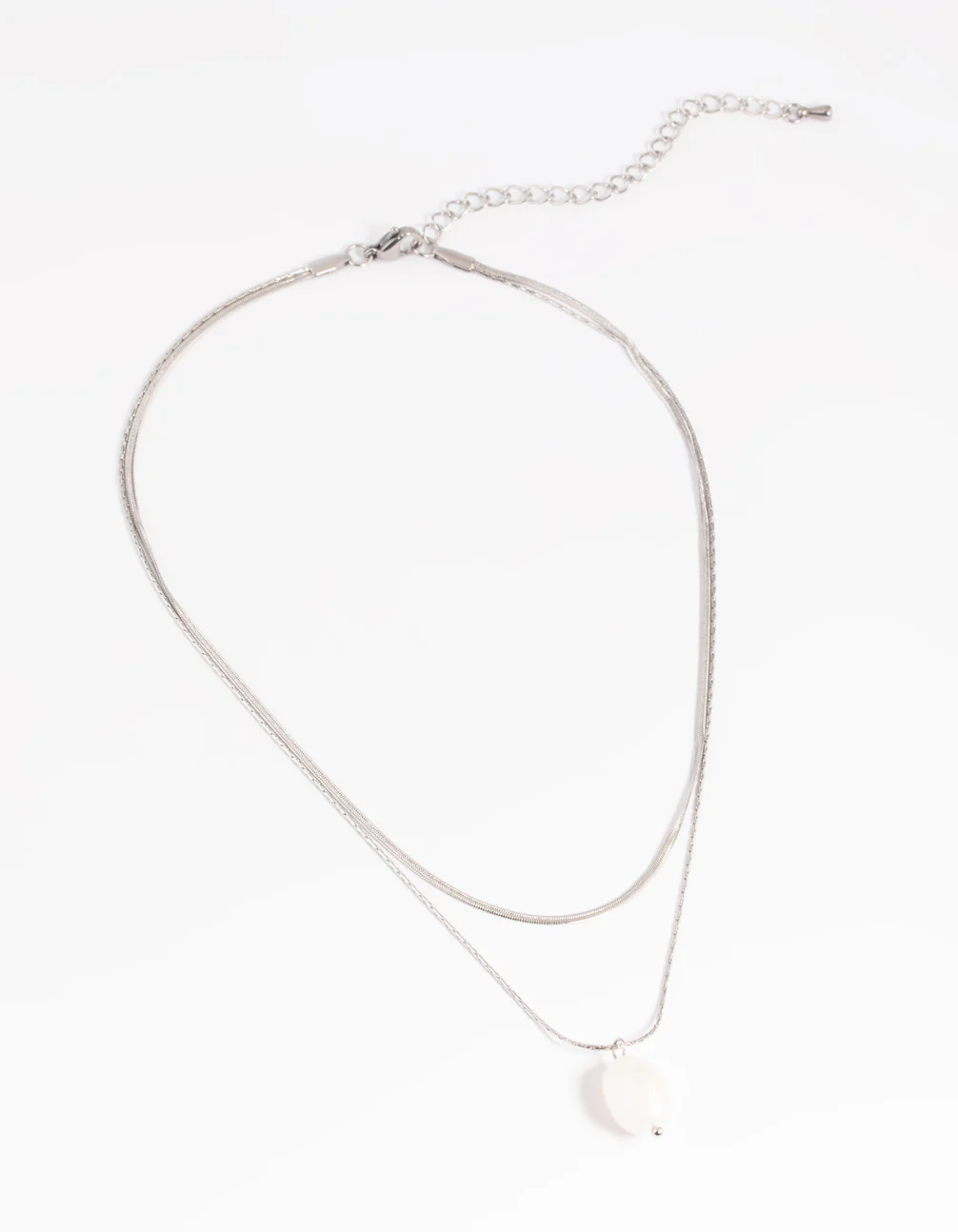 Surgical Steel Snake Chain & Freshwater Pearl Necklace - Image 3
