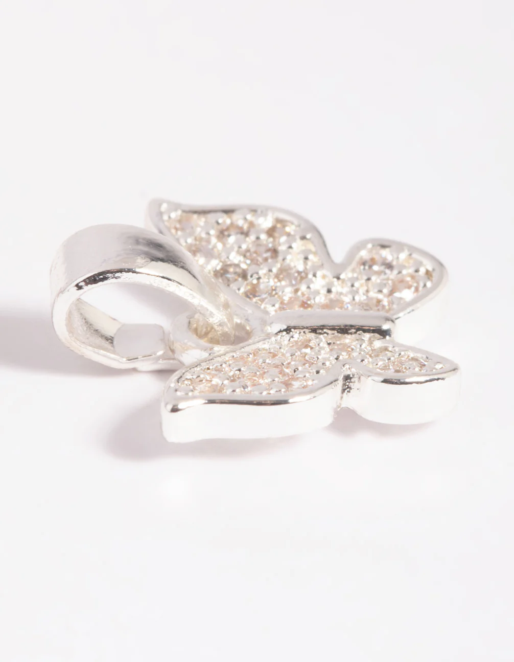 Silver Plated Butterfly Charm with Cubic Zirconia - Image 2