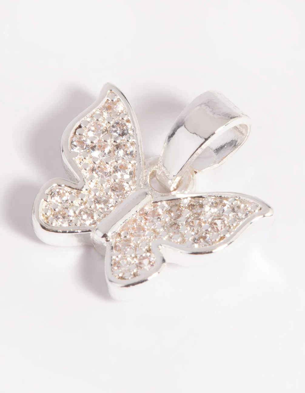 Silver Plated Butterfly Charm with Cubic Zirconia - Image 3
