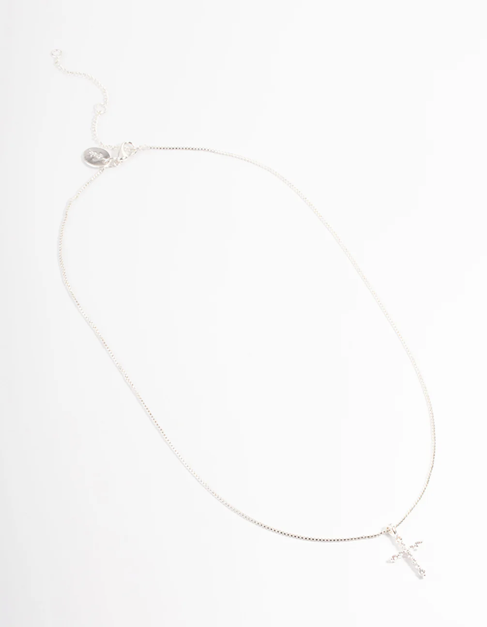 Silver Plated Cross Box Chain Necklace - Image 2
