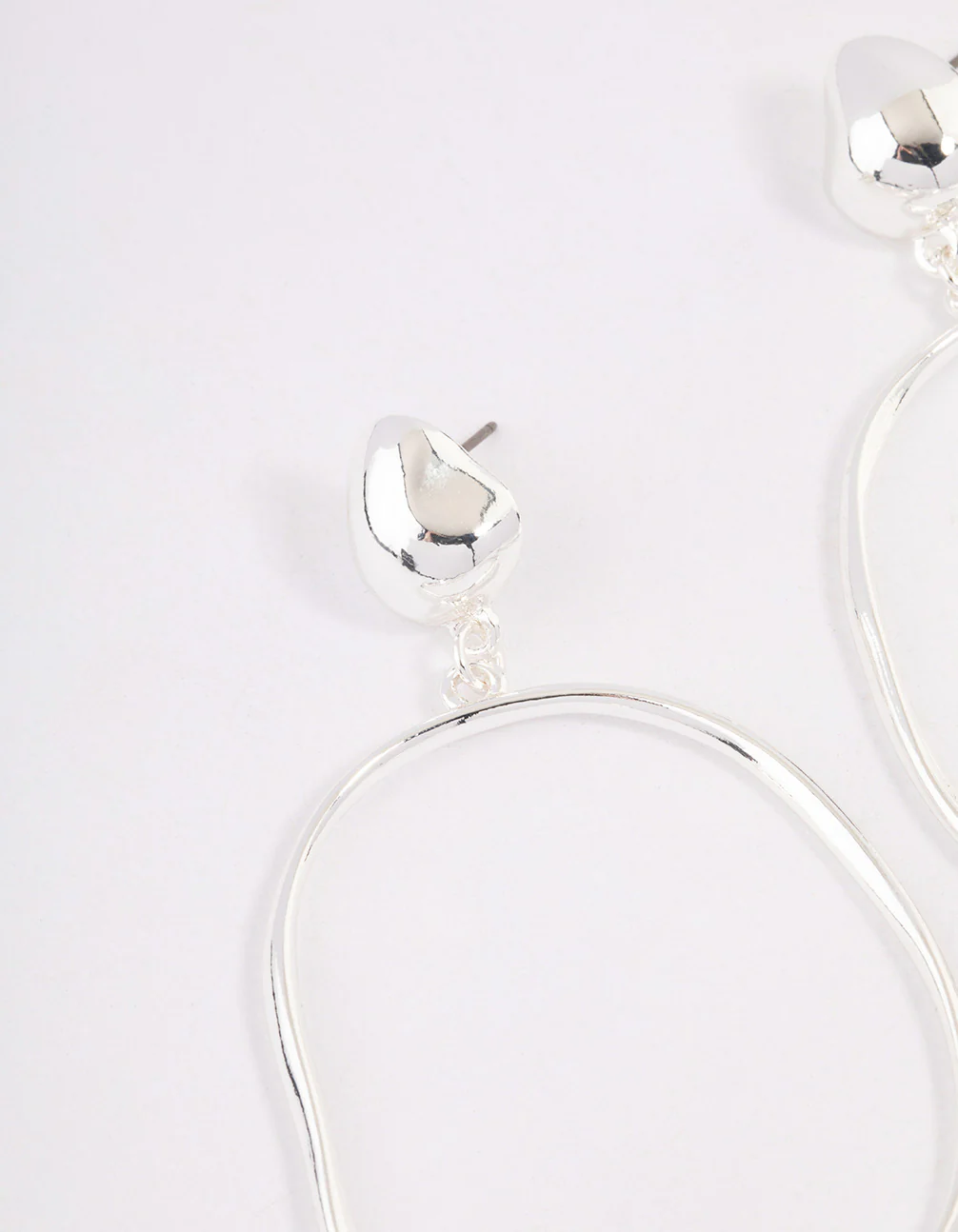 Silver Plated Doorknocker Circle Earrings - Image 2