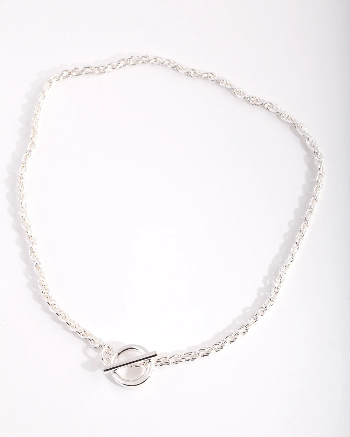 Silver Plated Rope Necklace with Front Clasp - Image 3