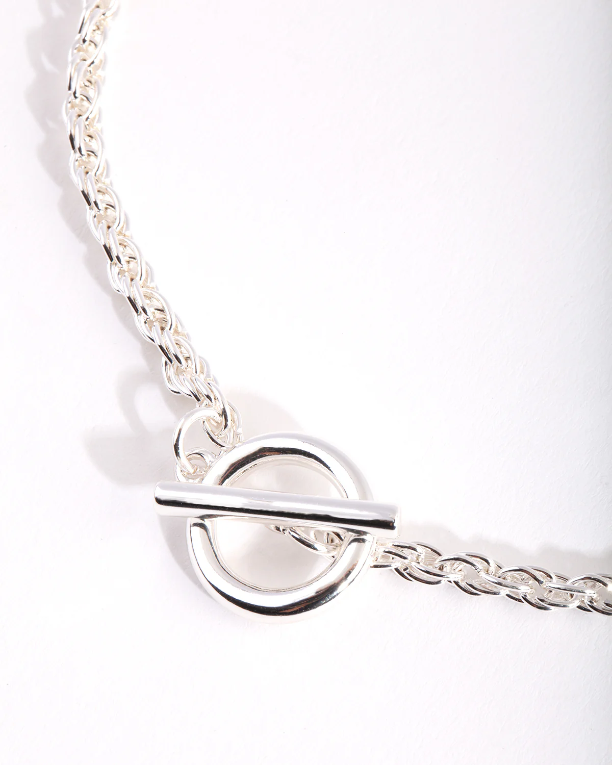 Silver Plated Rope Necklace with Front Clasp - Image 4