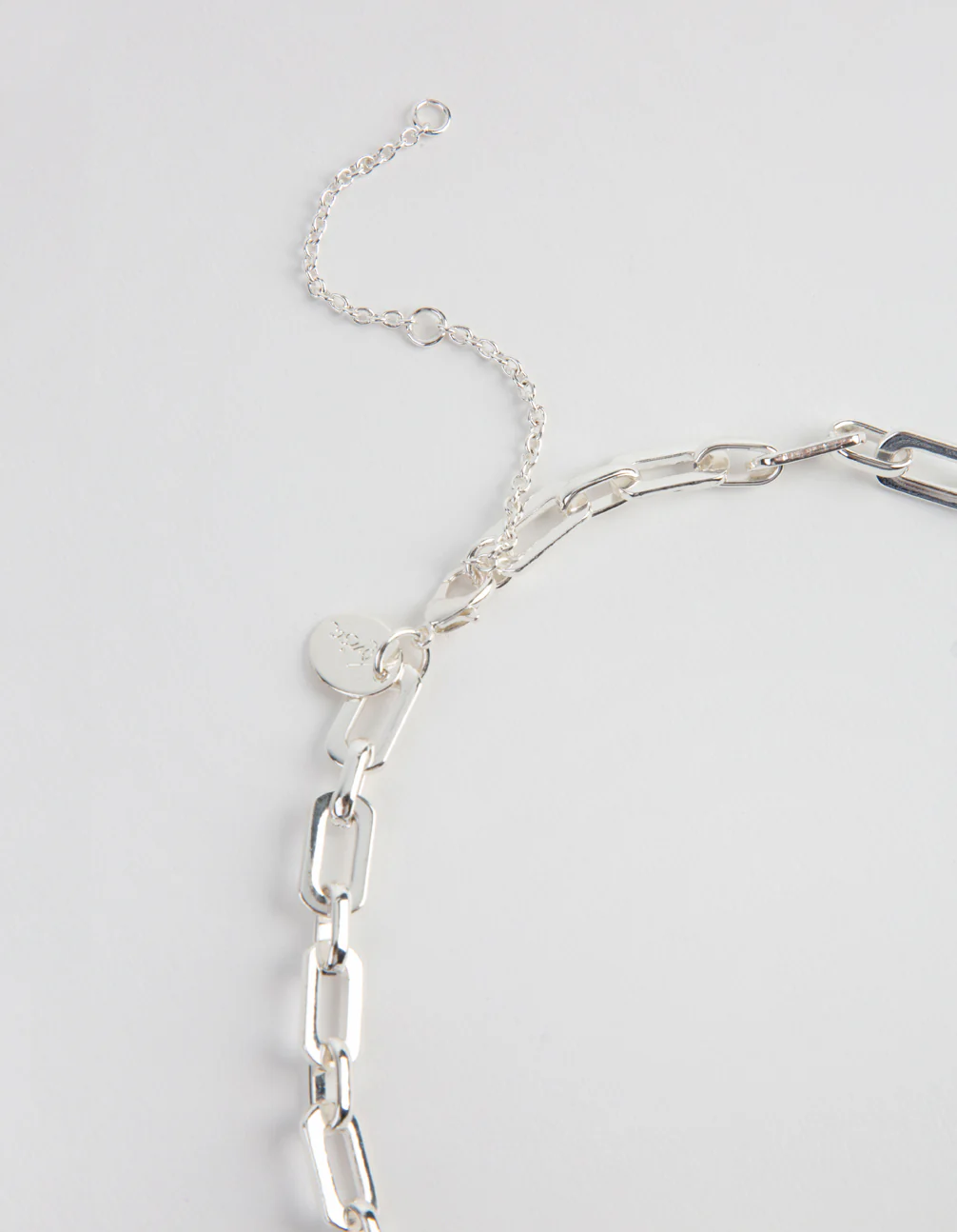 Silver Rectangle Link Necklace - Image 3
