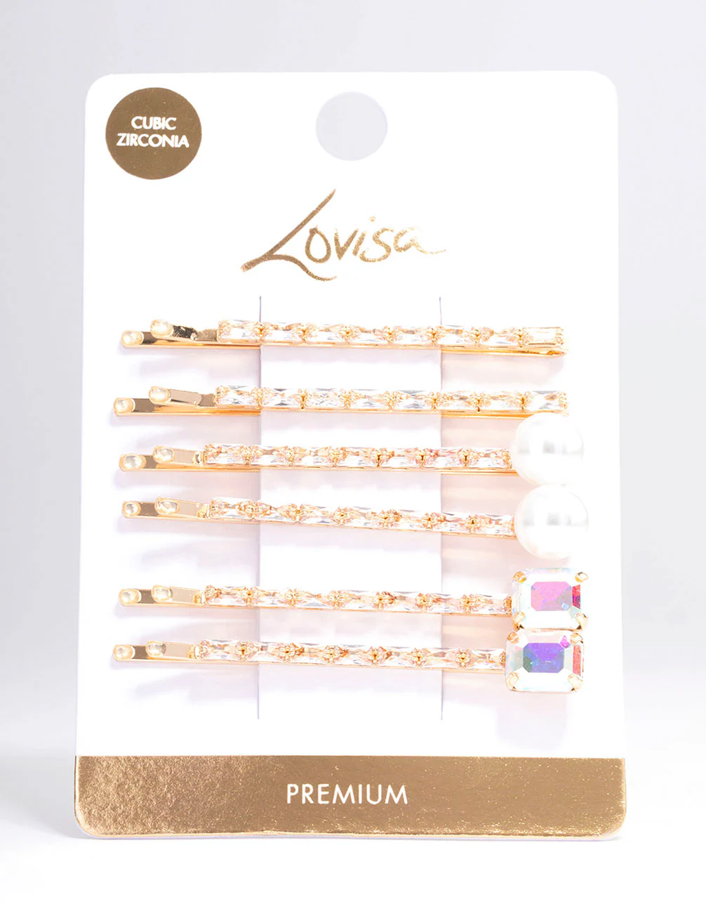 Gold Cubic Zirconia Baguette Freshwater Pearl Hair Clip - Image 3
