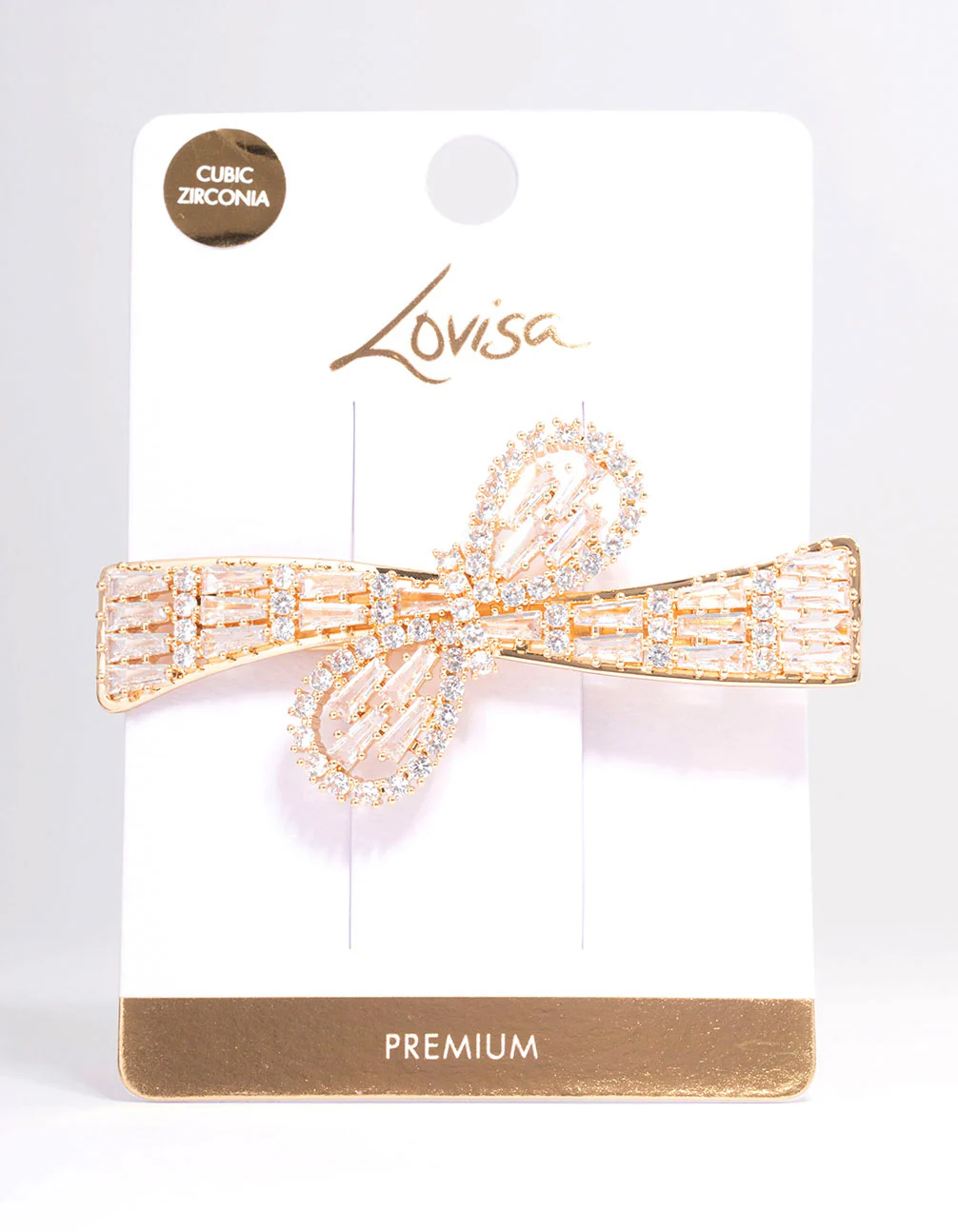 Gold Cubic Zirconia Bow Wave Hair Clip - Image 3