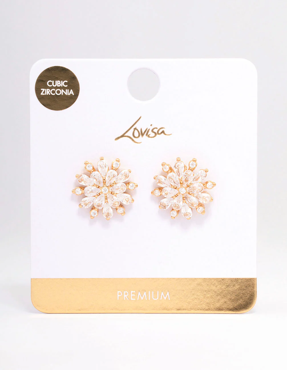 Gold Plated Large Round Floral Stud Earrings - Image 3