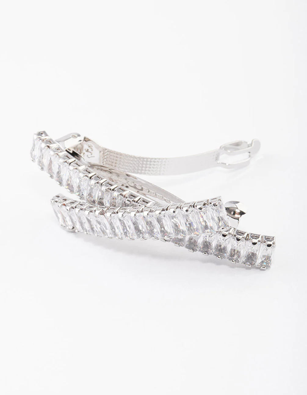 Silver Cubic Zirconia Criss Cross Celestial Hair Clip - Image 2
