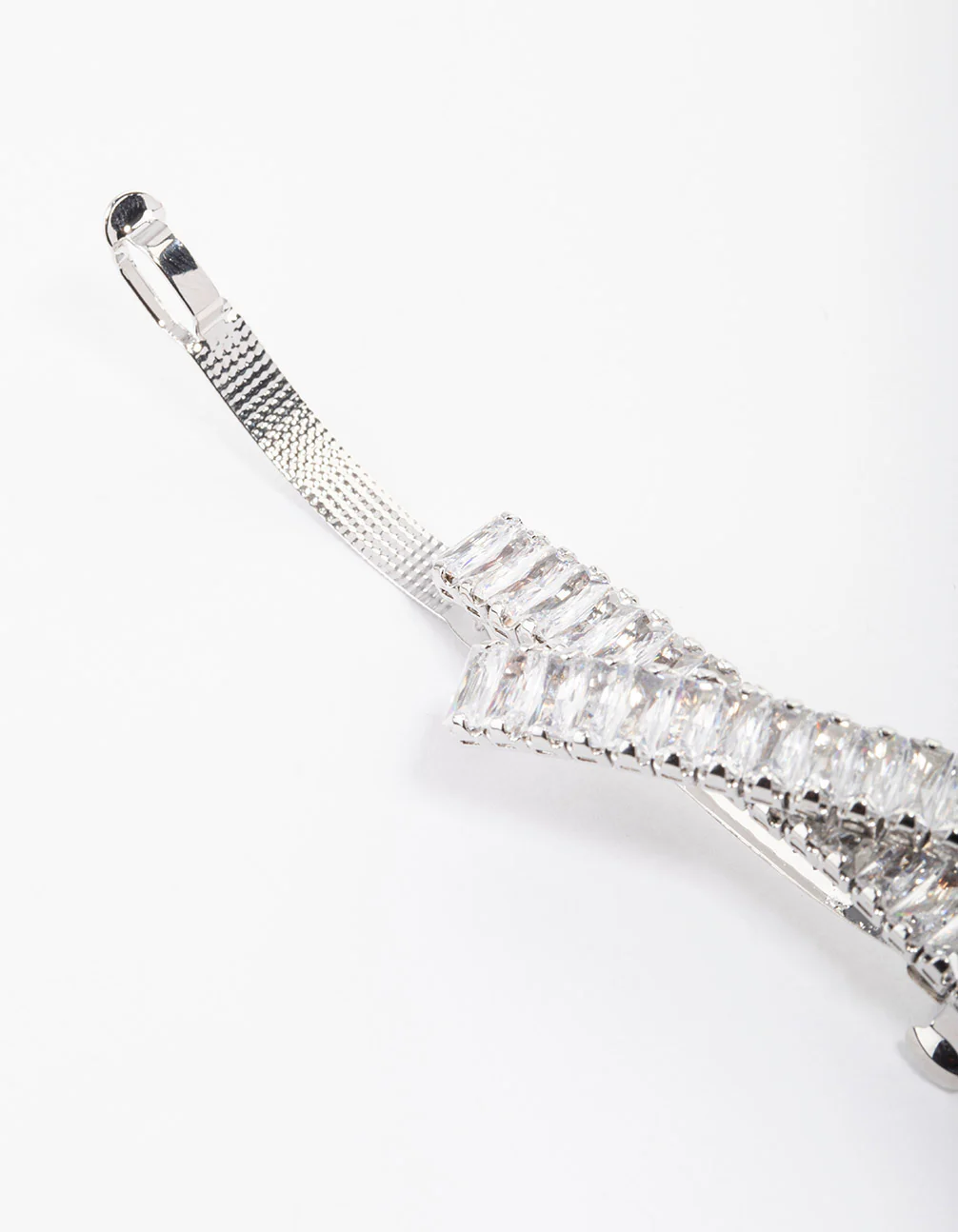 Silver Cubic Zirconia Criss Cross Celestial Hair Clip - Image 3