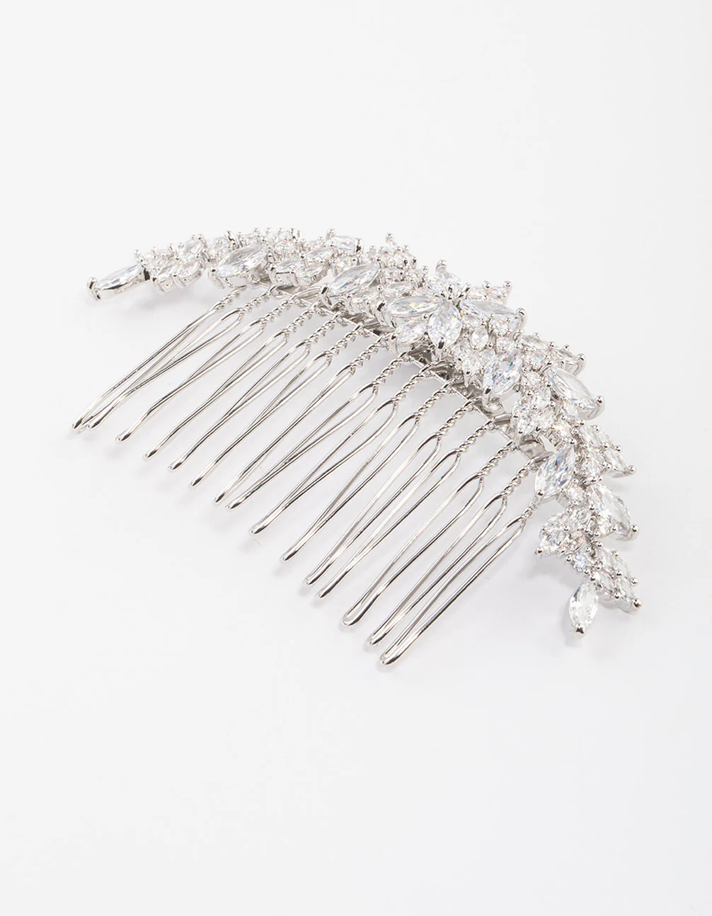 Silver Cubic Zirconia Floral Arch Hair Comb - Image 2