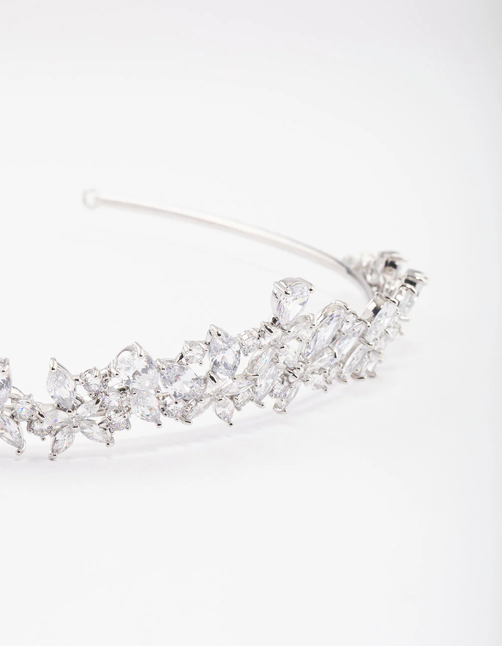 Silver Cubic Zirconia Mixed Marquise Floral Crown - Image 3