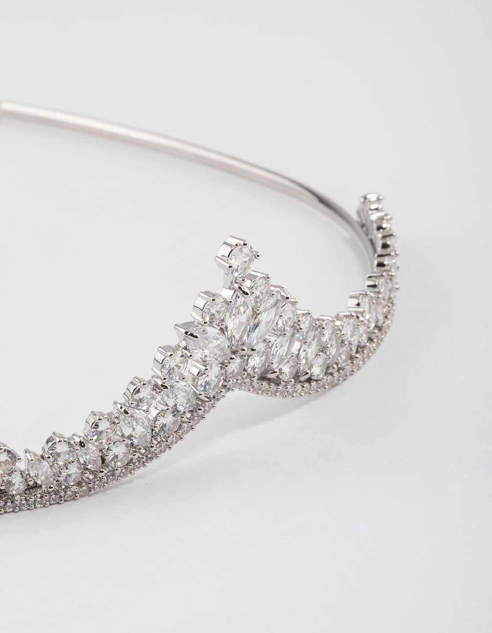 Silver Cubic Zirconia Mixed Stone Pointed Crown - Image 3