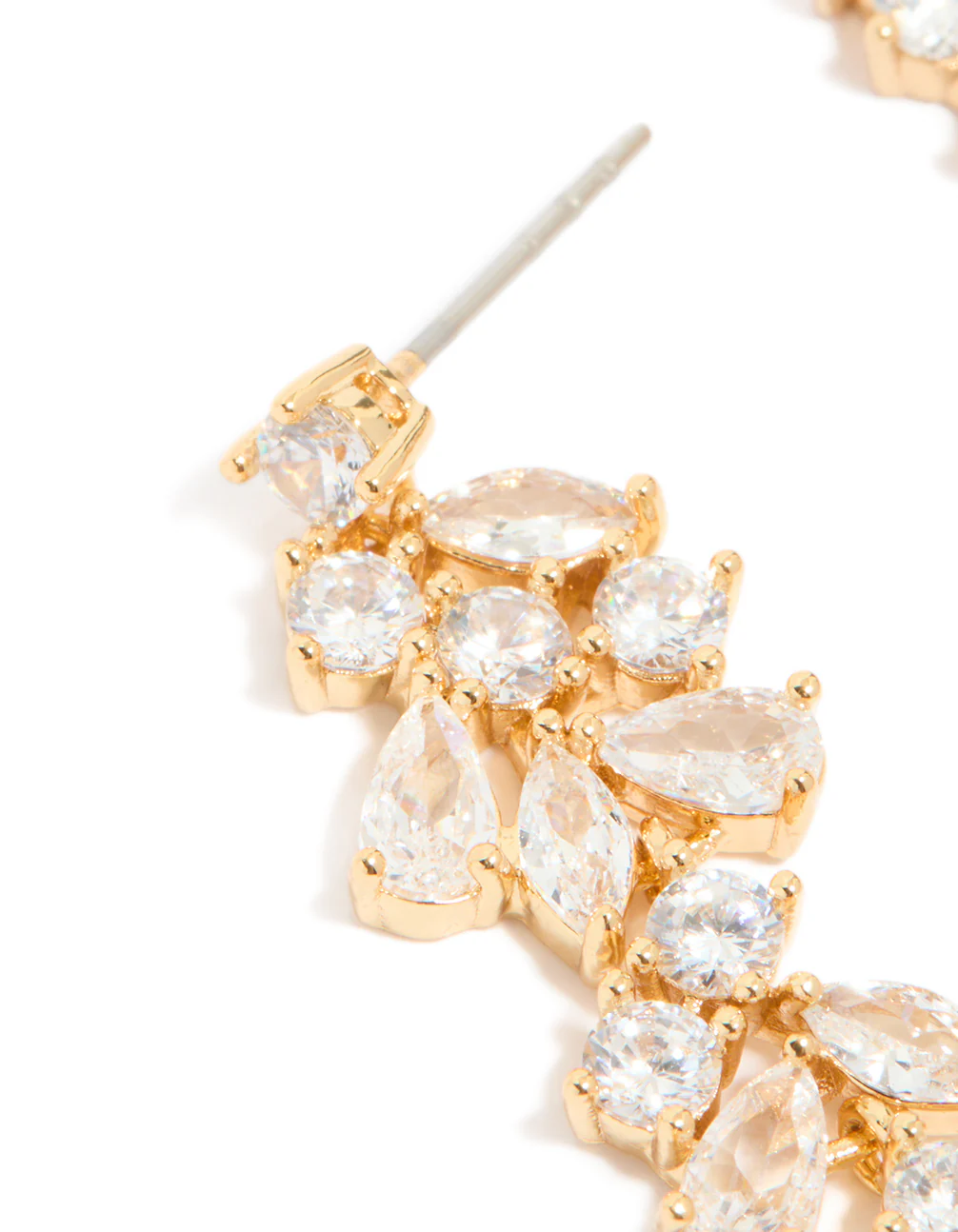 Gold Plated Cubic Zirconia Dainty Vine Drop Earrings - Image 3