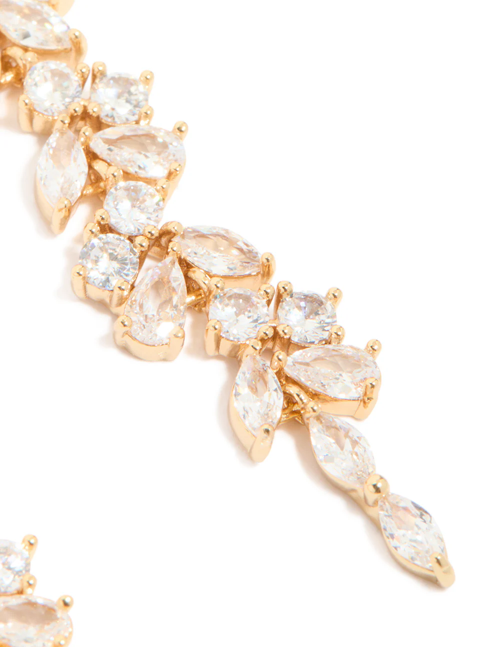 Gold Plated Cubic Zirconia Dainty Vine Drop Earrings - Image 4