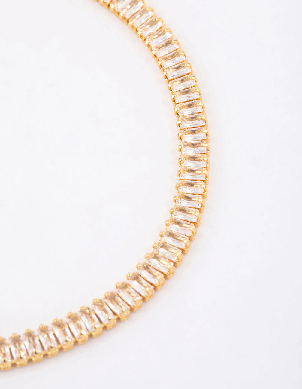 Gold Plated Cubic Zirconia Dainty Baguette Tennis Bracelet - Image 2