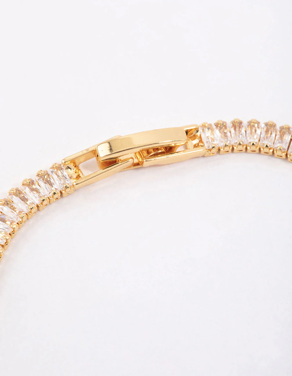 Gold Plated Cubic Zirconia Dainty Baguette Tennis Bracelet - Image 3