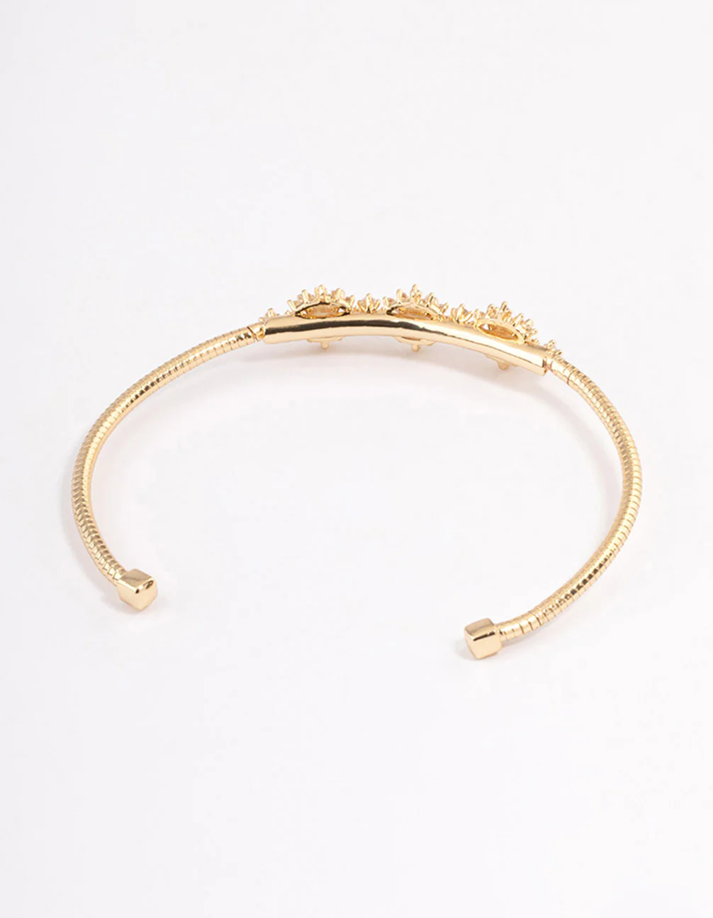 Gold Plated Cubic Zirconia Trio Flower Wrist Cuff - Image 3