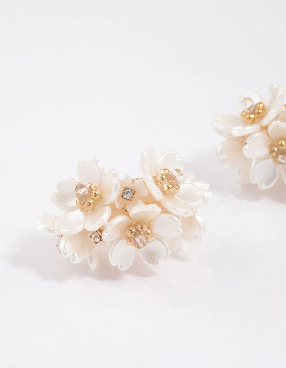 Gold Plated Flower Cluster Hoop Earrings - Image 2