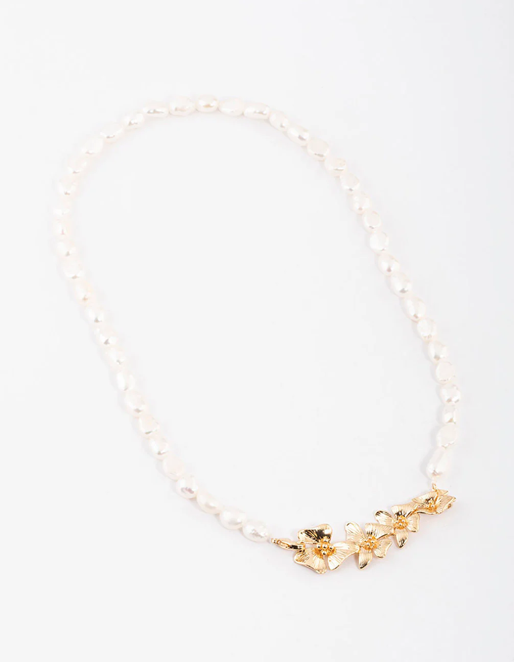 Gold Plated Freshwater Pearl Floral Centre Necklace - Image 2