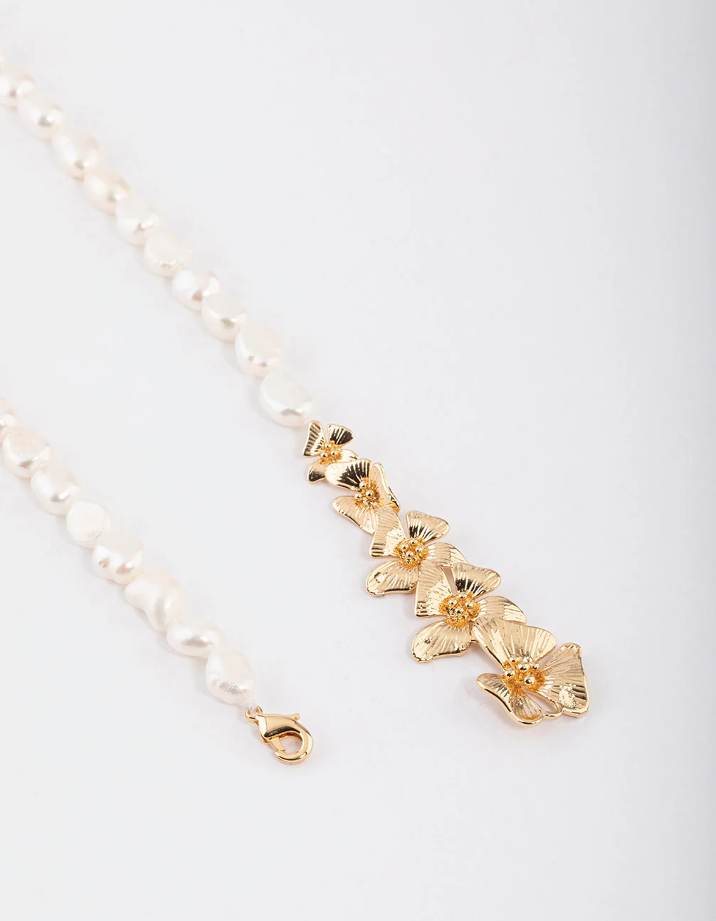 Gold Plated Freshwater Pearl Floral Centre Necklace - Image 3