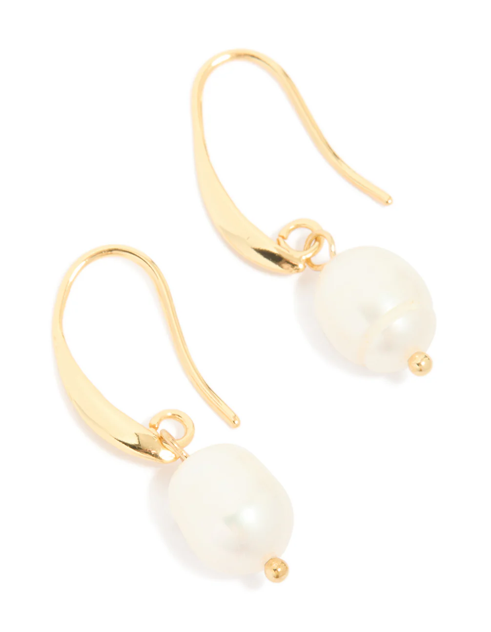 Gold Plated Freshwater Pearl Medium Hook Drop Earrings - Image 2