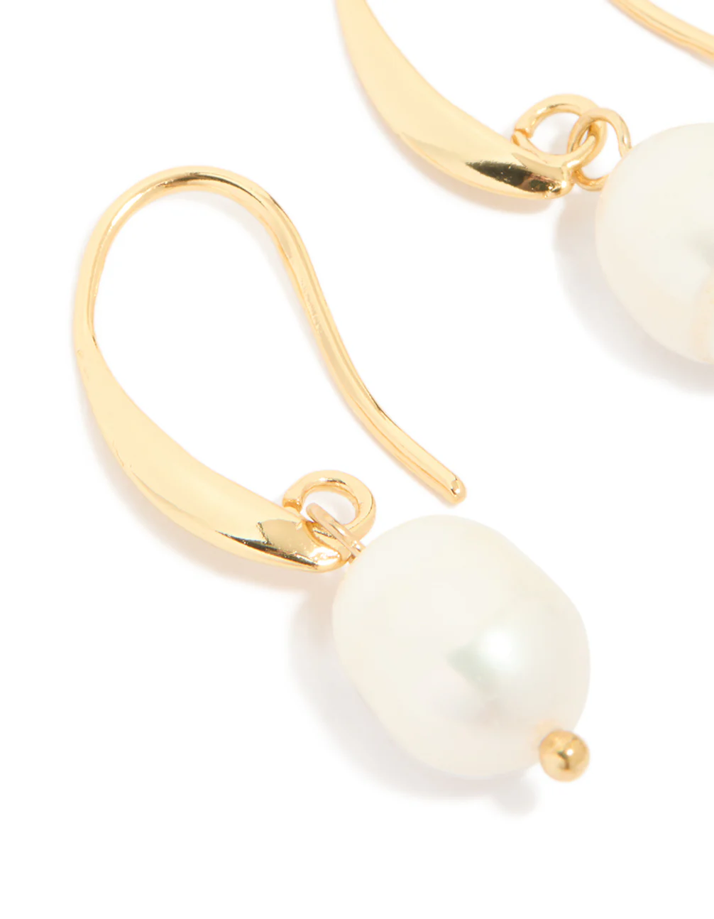 Gold Plated Freshwater Pearl Medium Hook Drop Earrings - Image 3