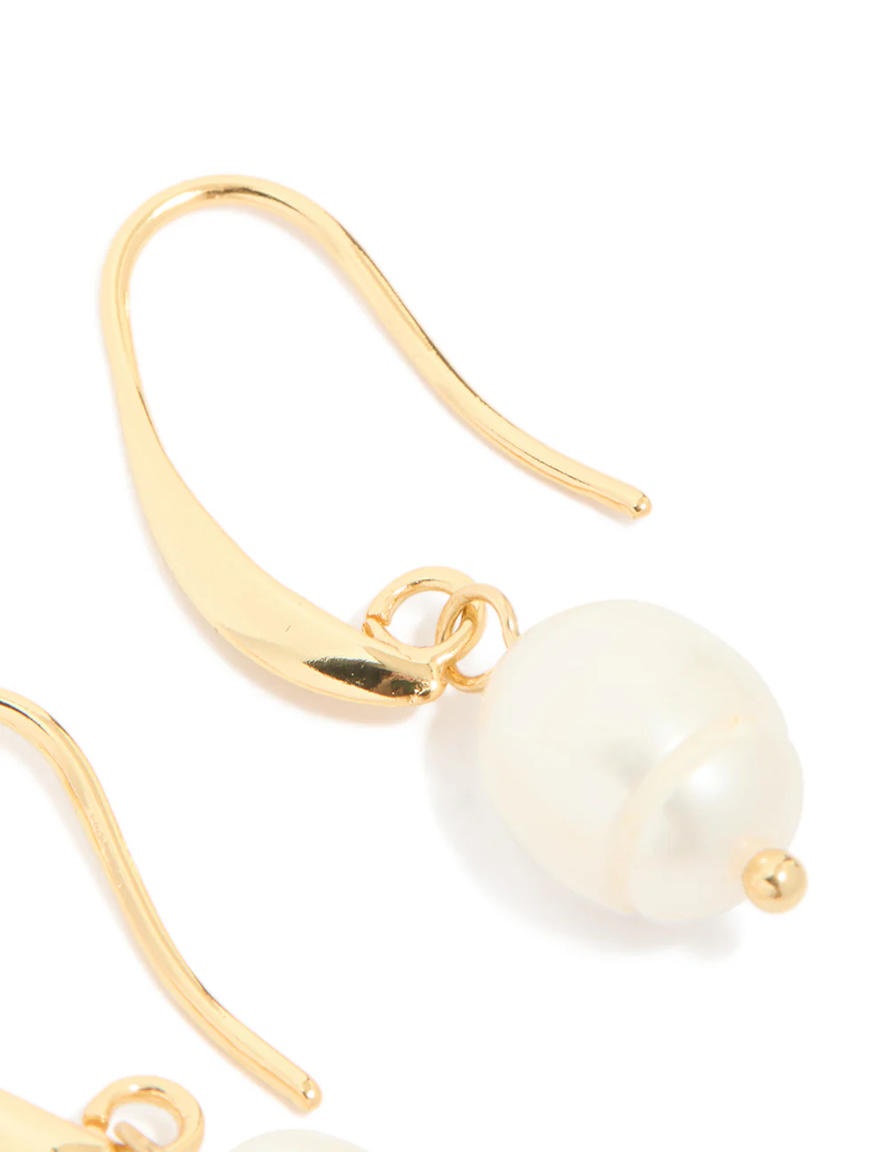 Gold Plated Freshwater Pearl Medium Hook Drop Earrings - Image 4