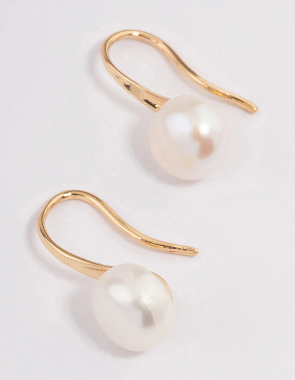 Gold Plated Freshwater Pearl Small Hook Drop Earrings - Image 2