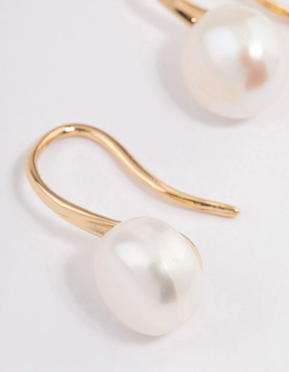 Gold Plated Freshwater Pearl Small Hook Drop Earrings - Image 4