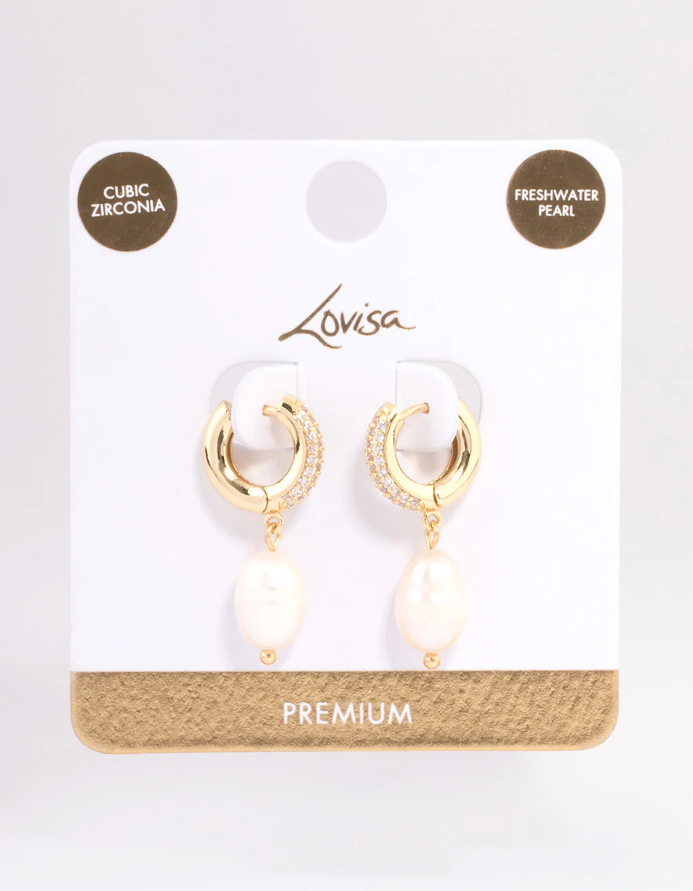 Gold Plated Freshwater Pearl Thick Huggie Earrings - Image 3