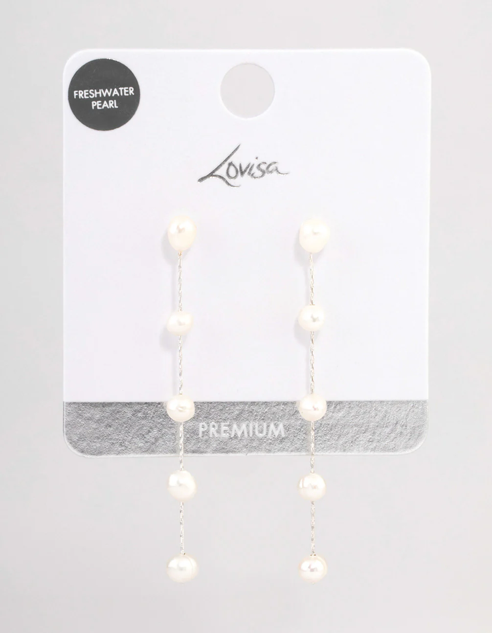 Silver Plated Five Freshwater Pearl Long Drop Earrings - Image 5