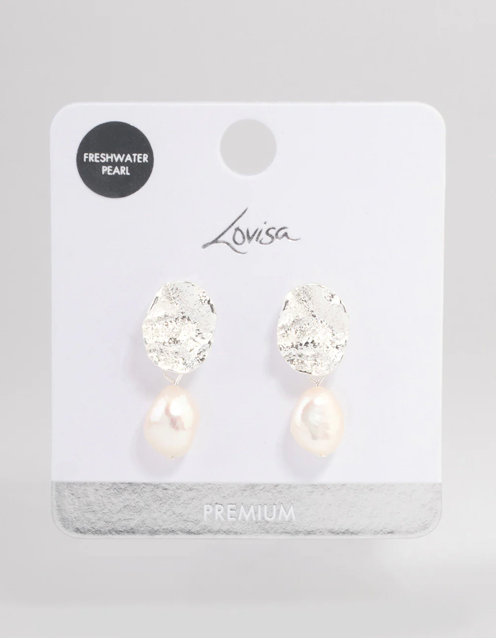 Silver Plated Crater Freshwater Pearl Drop Earrings - Image 3